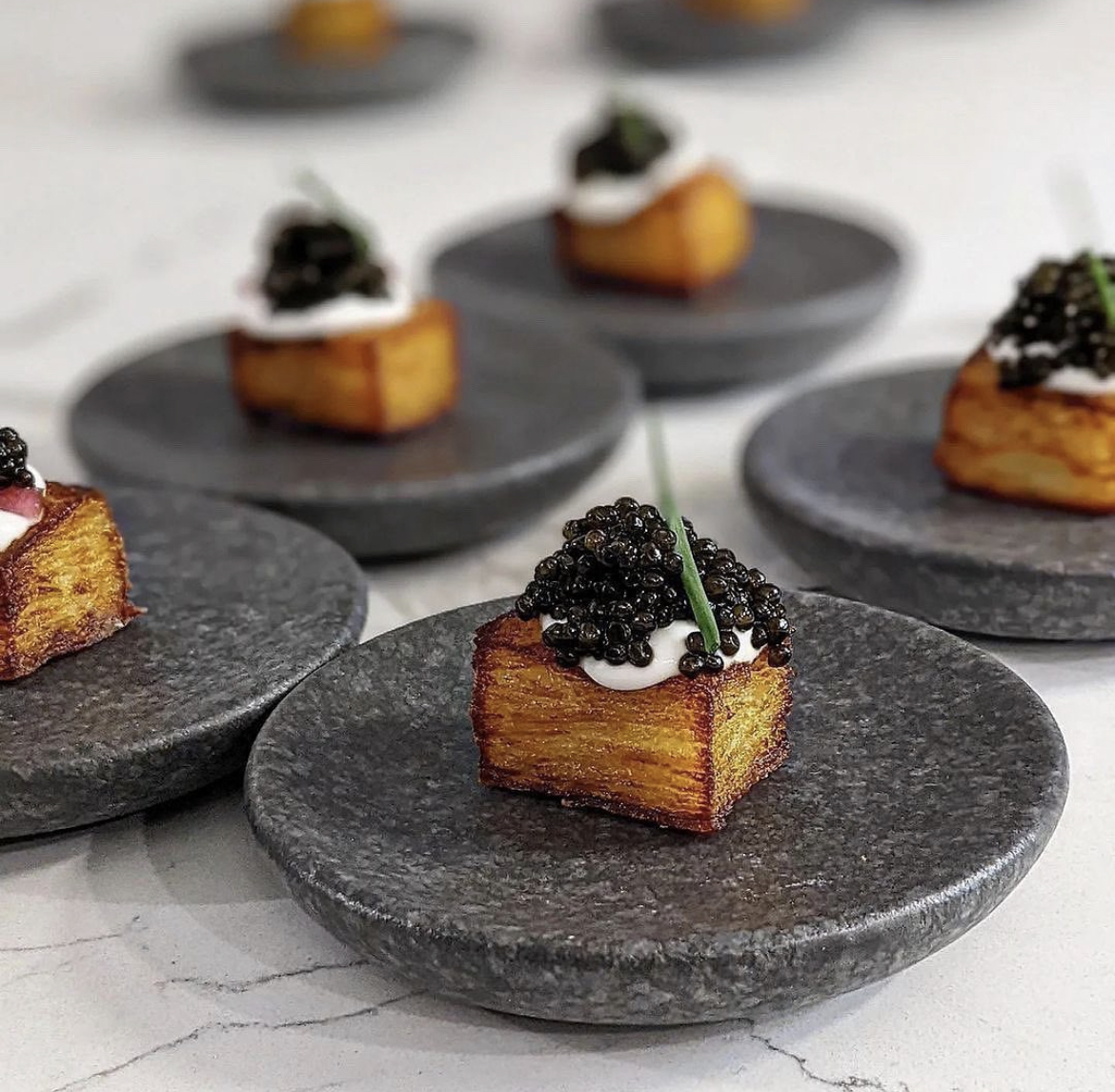 Crispy potato with caviar — VIP inflight catering Madrid LEMD